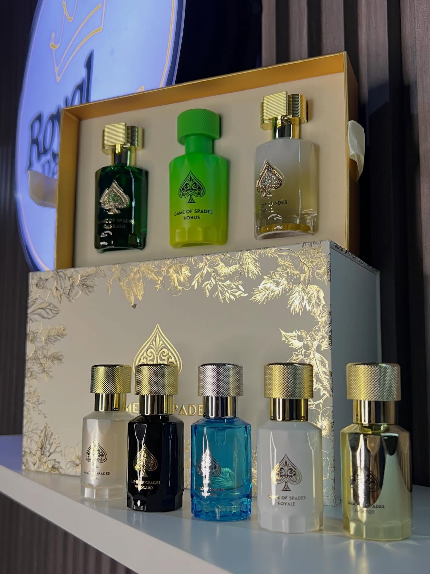 Jo Milano collection displayed in travel pouch for convenient on-the-go scent variety