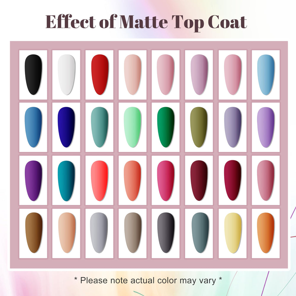 JODSONE base, glossy, matte and glitter top coats, finishing versatility benefit