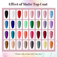 JODSONE base, glossy, matte and glitter top coats, finishing versatility benefit