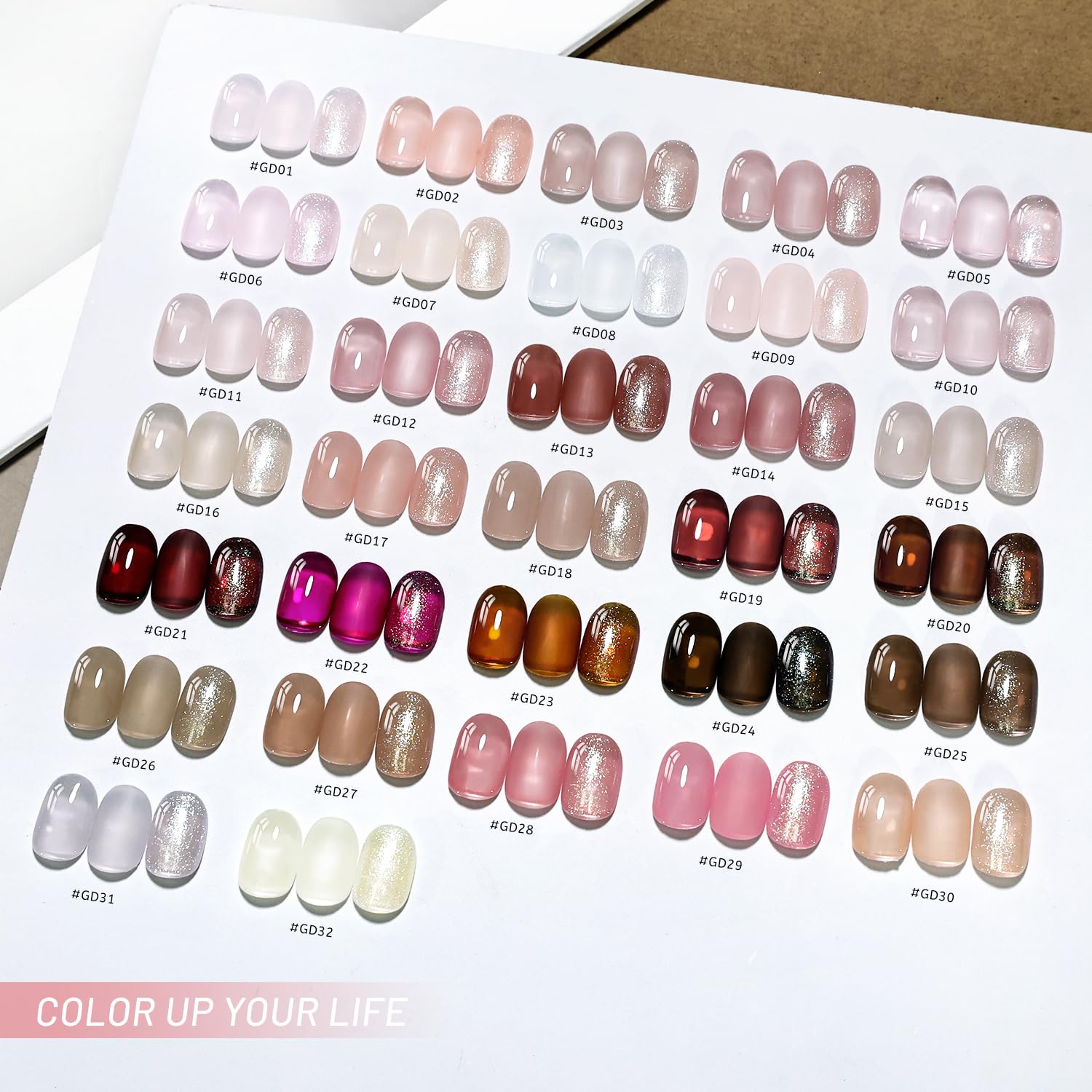 JODSONE color swatch array displaying 32 jelly shades for creative translucent looks