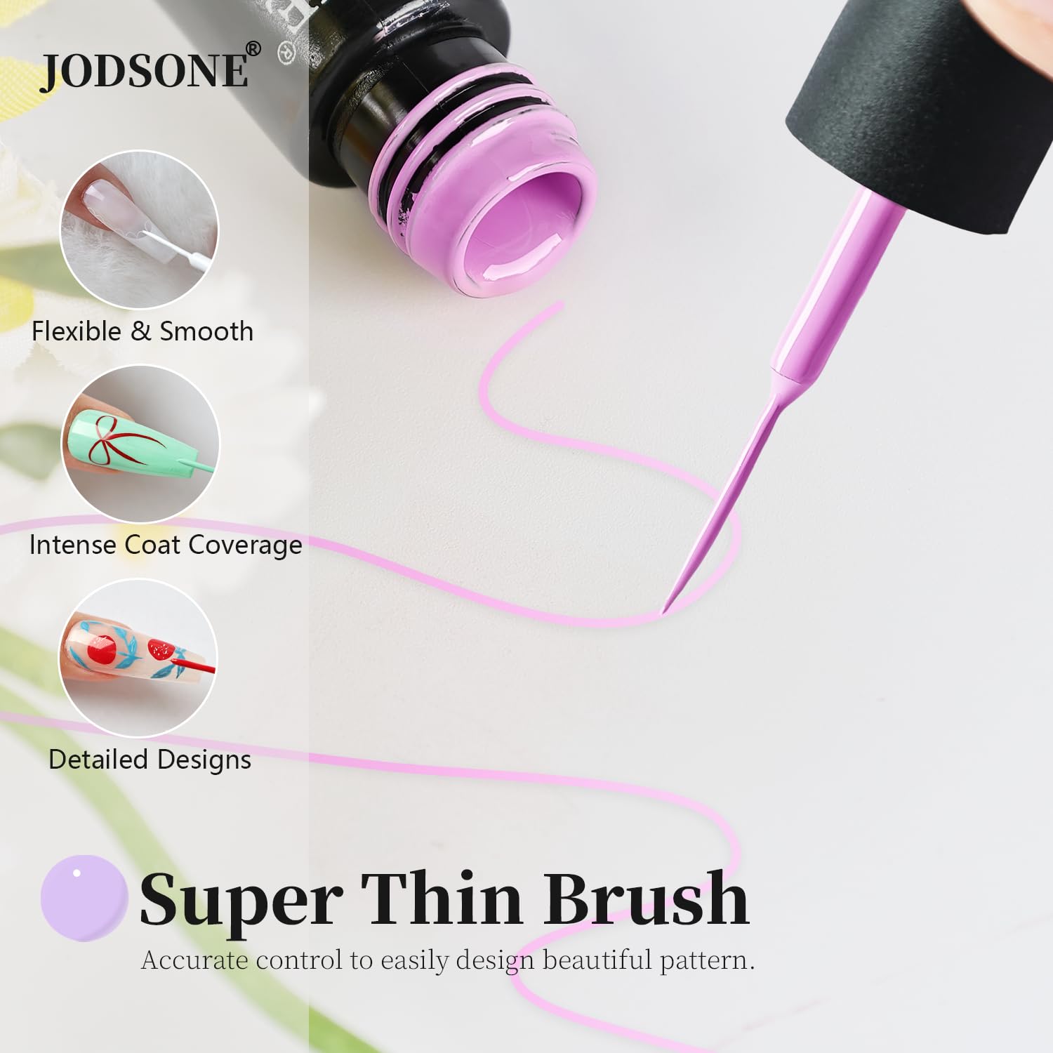 JODSONE floral detail on nail displaying delicate outline and control