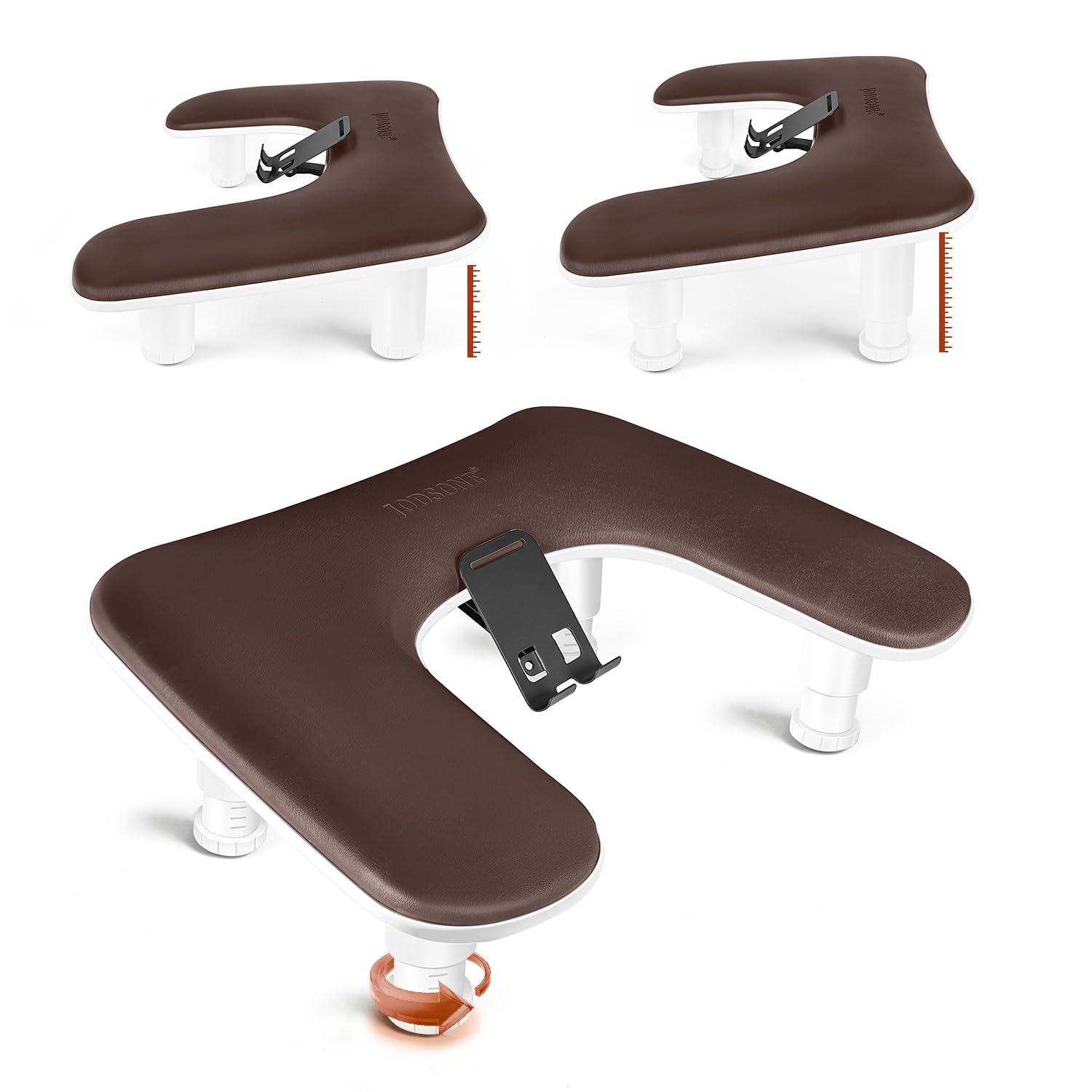JODSONE front view brown arm rest showing ergonomic shape and stability