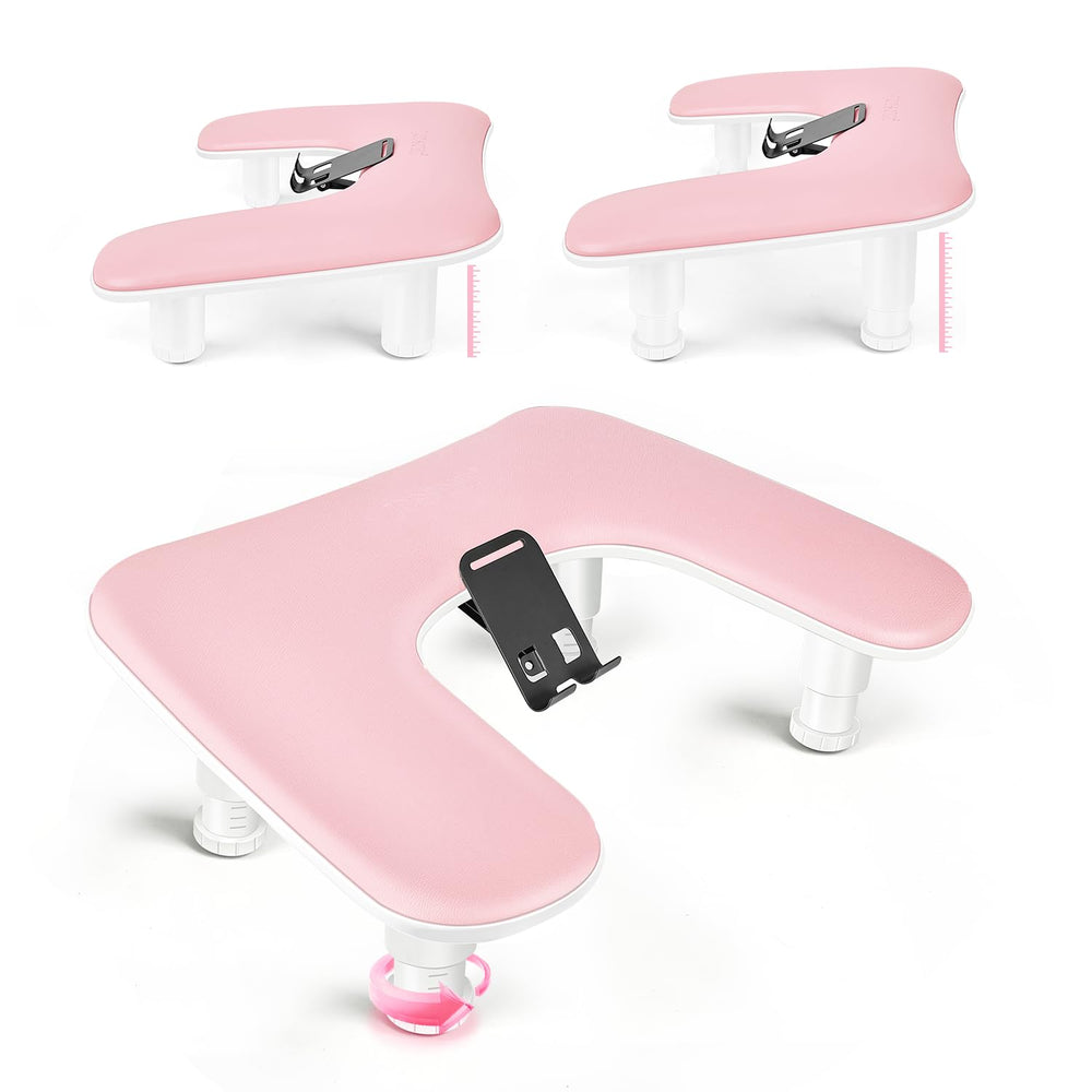 JODSONE front view pink U-shaped arm rest showing ergonomic cradle and comfort