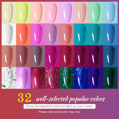 JODSONE color array flatlay displaying 32 shades for versatile looks