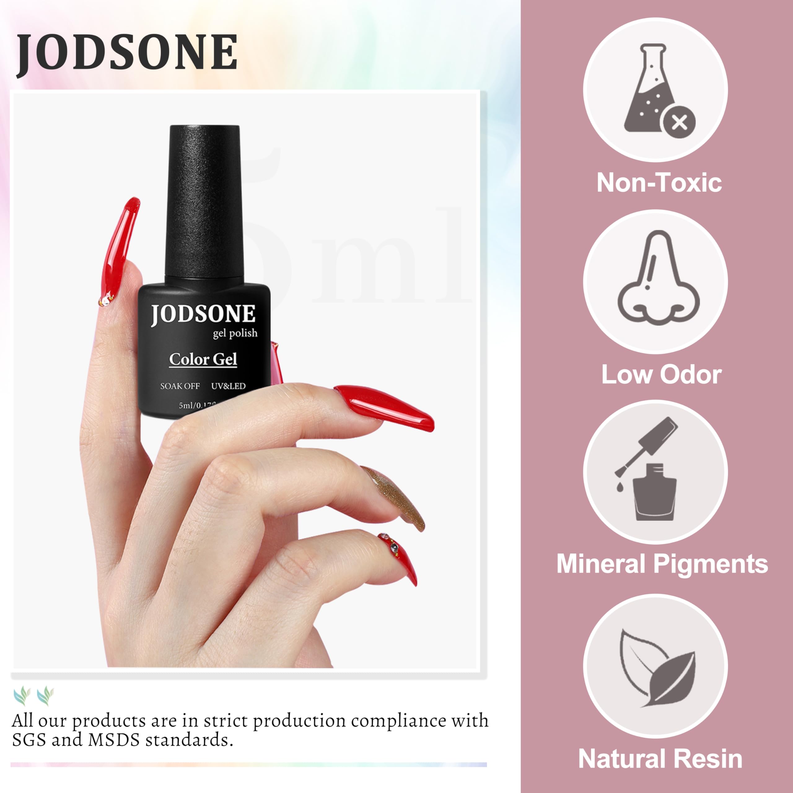 JODSONE glitter top coat sparkle detail on nail, eye-catching shimmer benefit