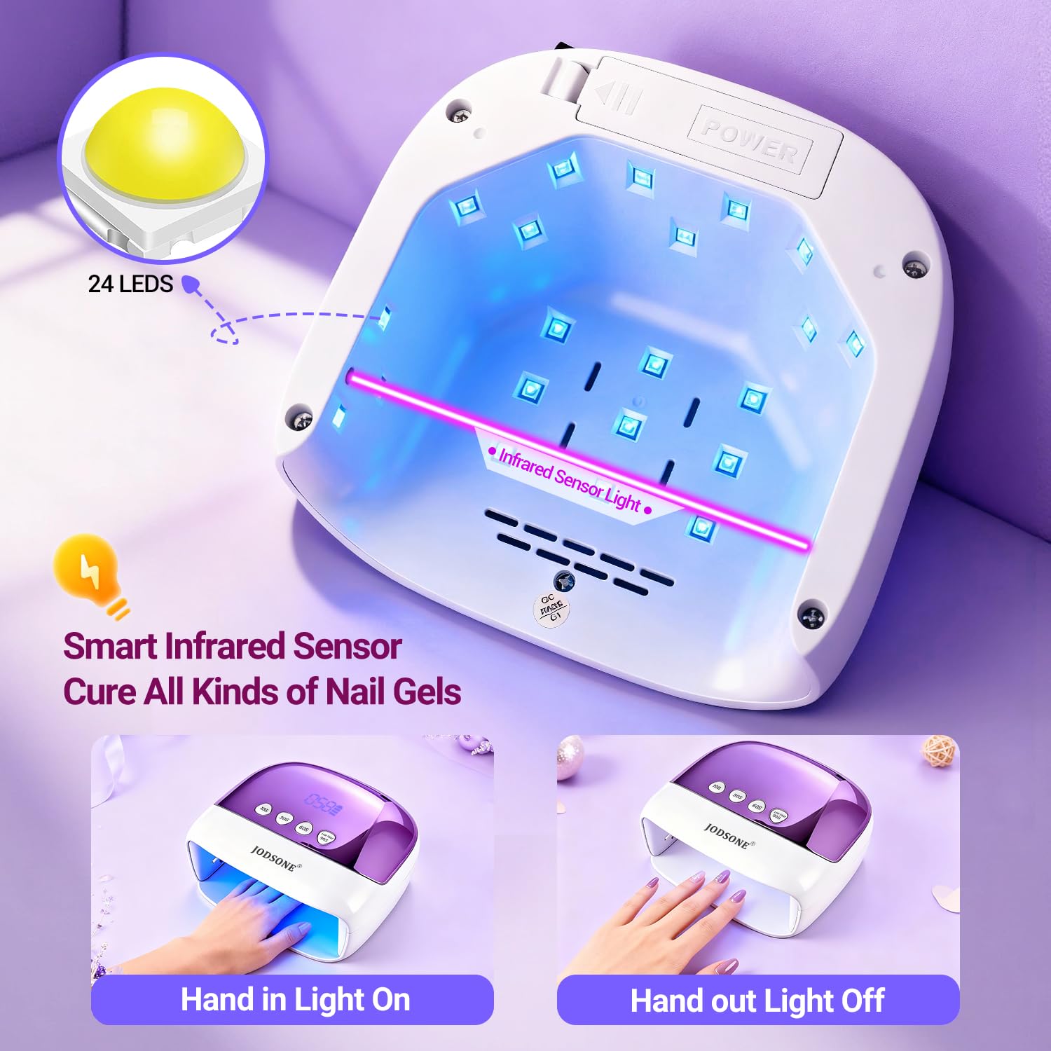 JODSONE lamp in use hands inside demonstrating cordless convenience