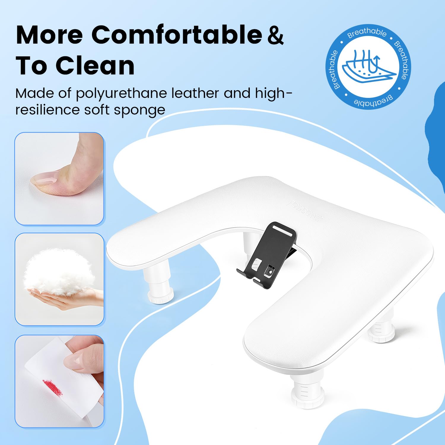 JODSONE arm rest in salon with client showing professional-grade comfort benefit