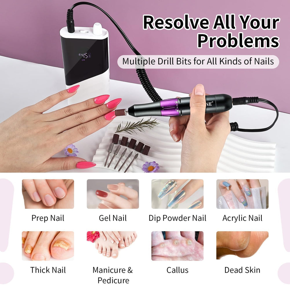 JODSONE in use removing gel from a nail demonstrating efficient high-speed benefit