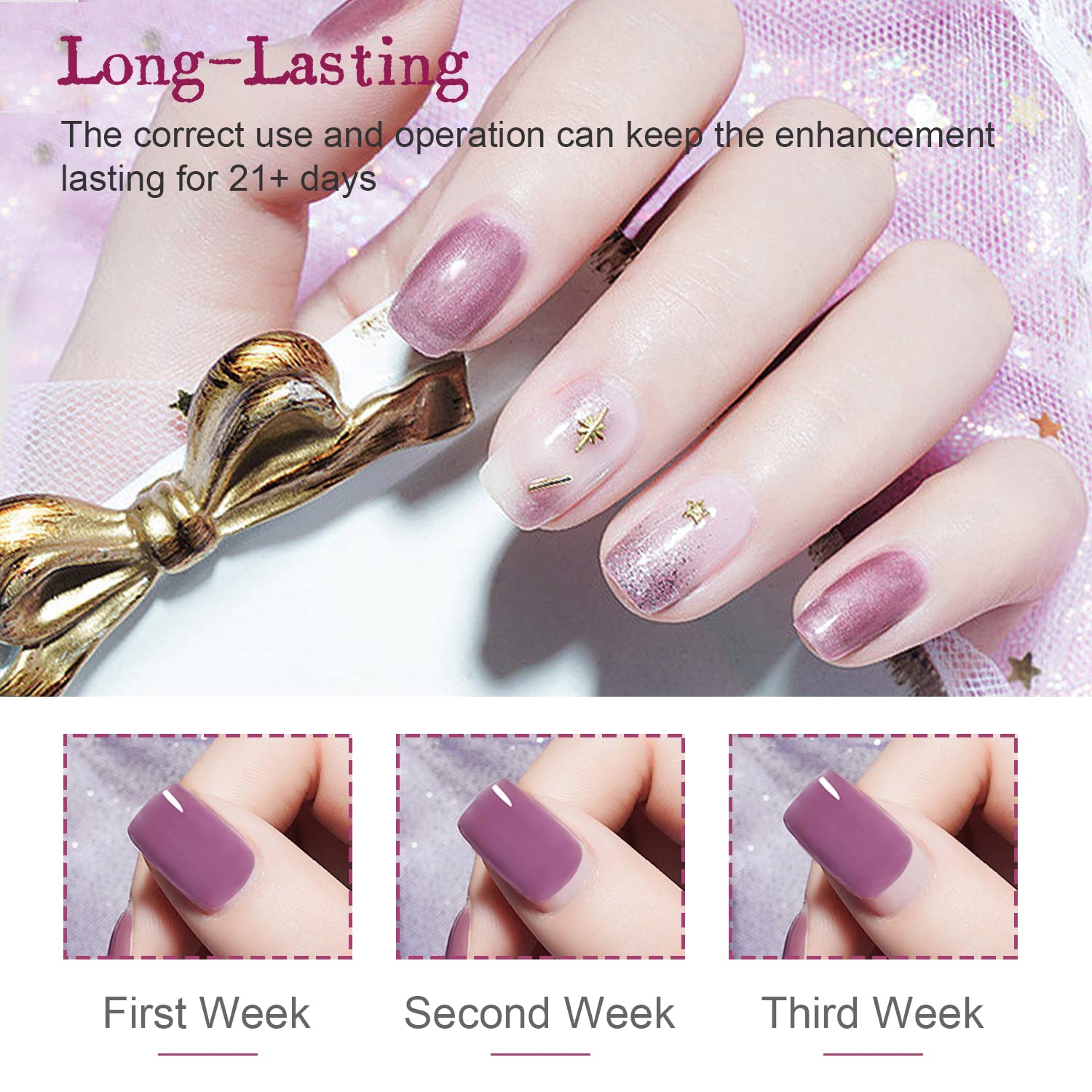JODSONE manicure in use on hand demonstrating cured shine and professional look