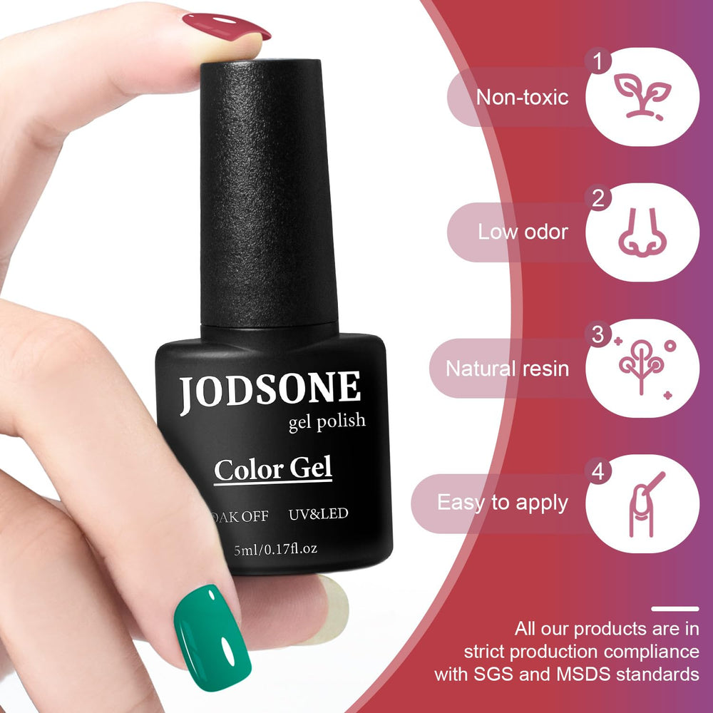 JODSONE cured nails in use showing glossy salon-quality finish