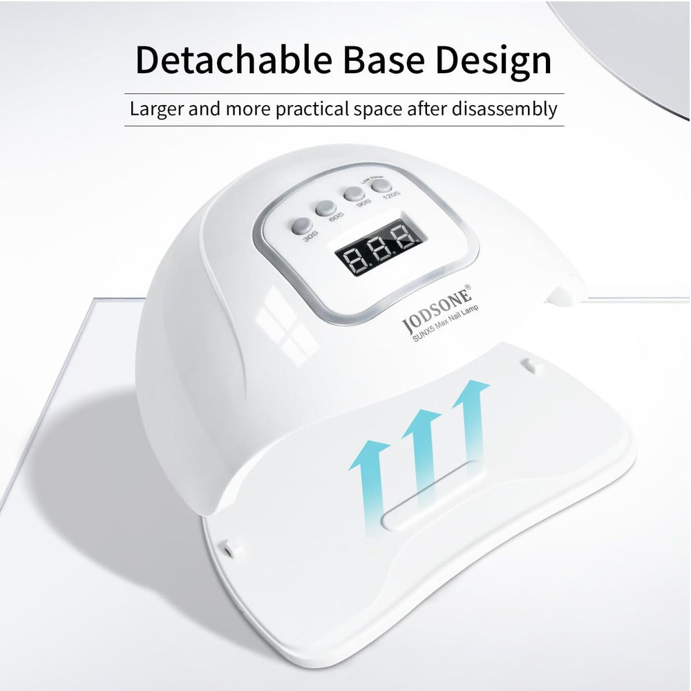 JODSONE lamp size comparison with hand showing portable, salon-ready benefit