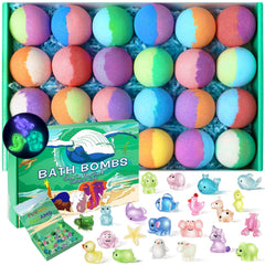 JOFEI front packaging of 24 bath bombs and collector box showing colorful set and gift-ready design