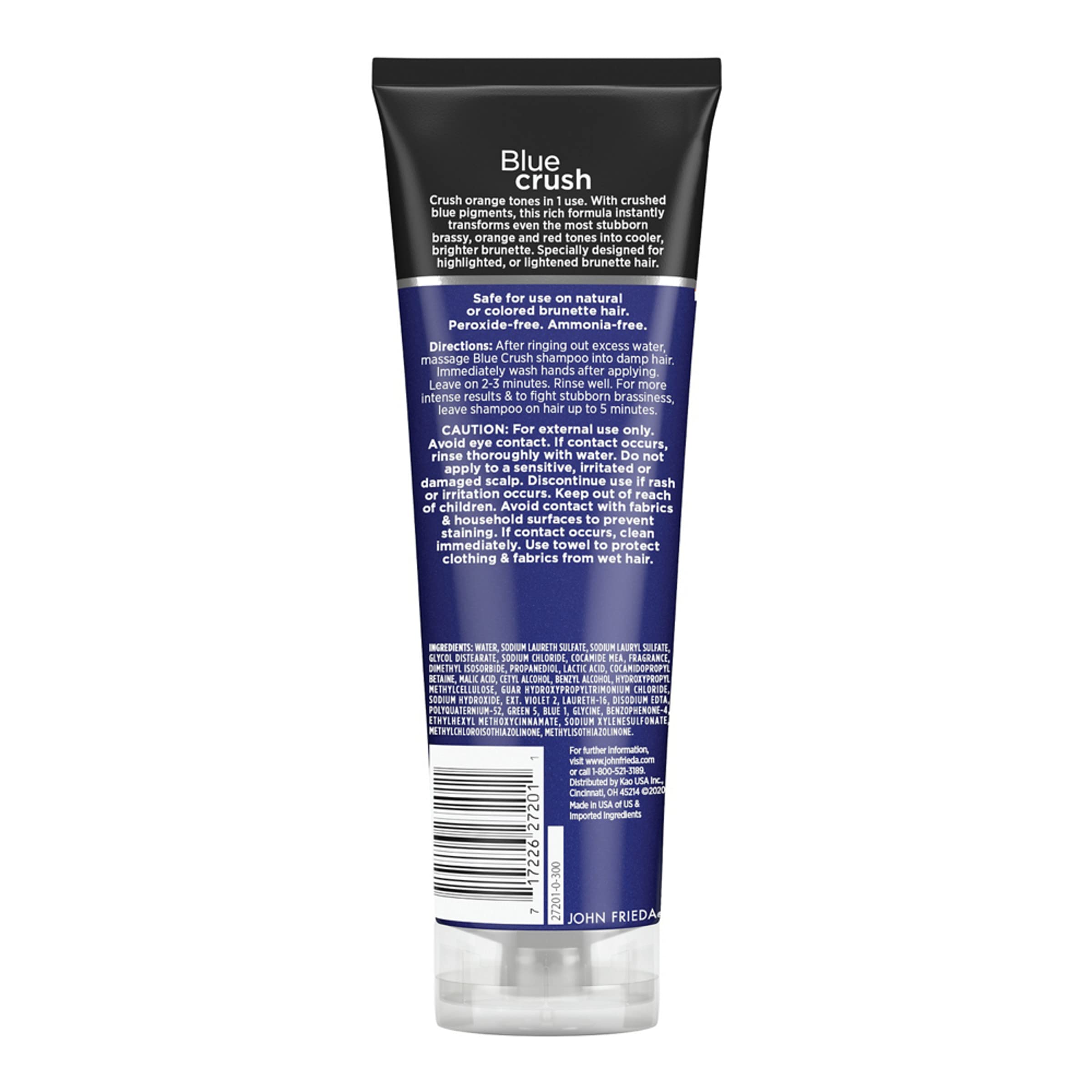 John Frieda label ingredient panel showing peroxide-free formulation