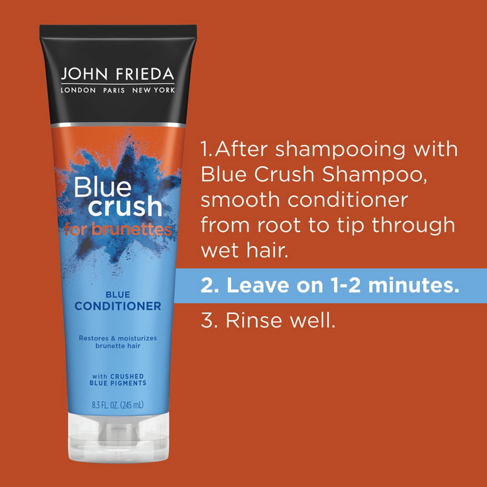 John Frieda blue pigment swirl representing crushed blue toning action