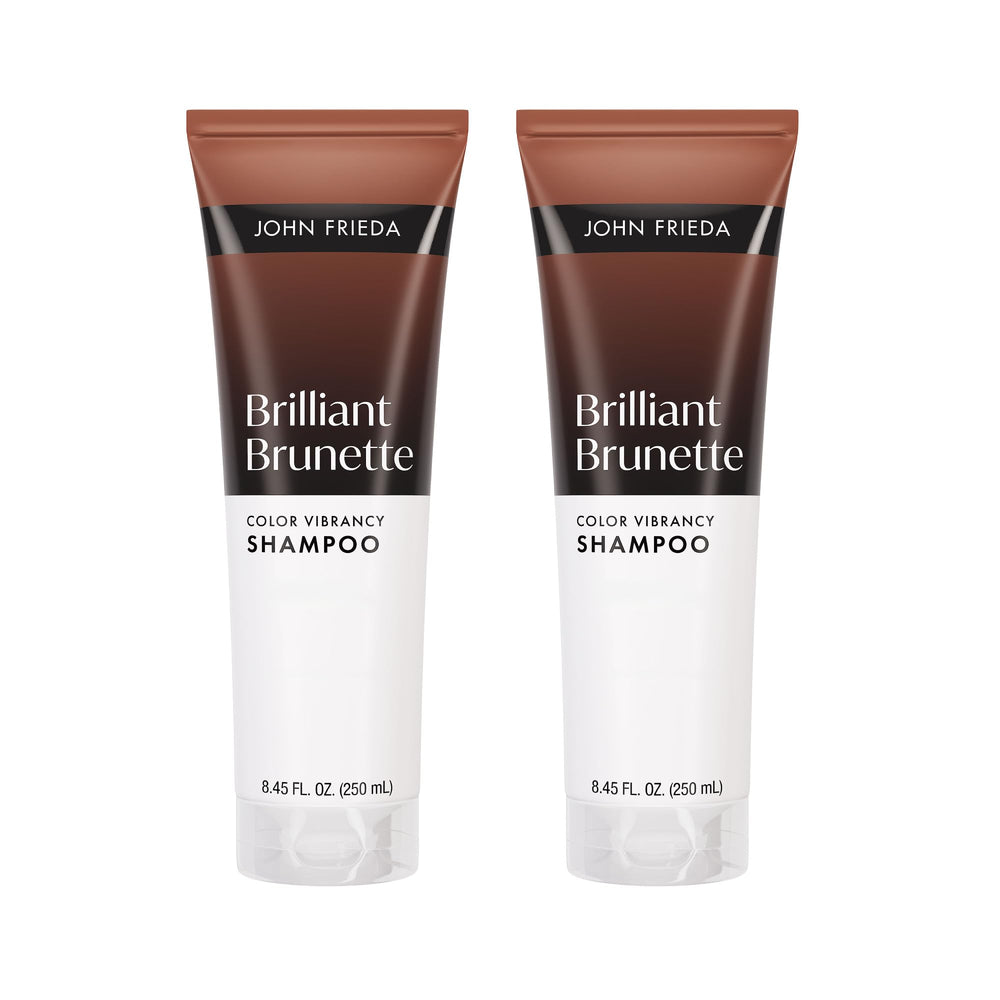 John Frieda front packaging showing two bottles and product name for vibrant shine