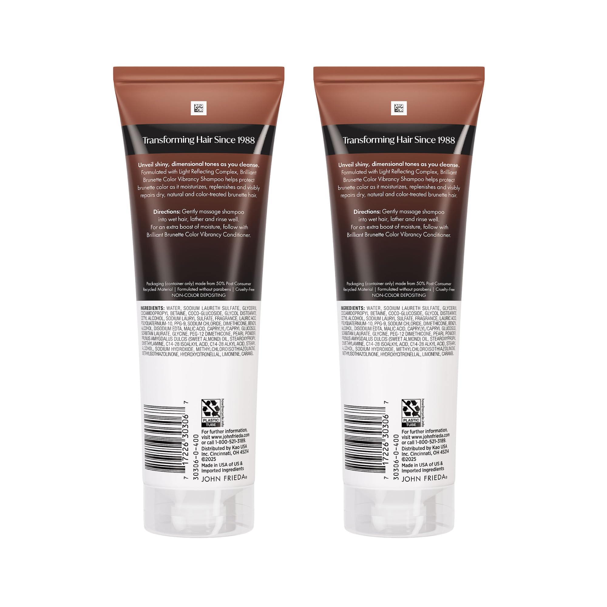 John Frieda ingredient list detail highlighting Light Reflecting Complex benefits