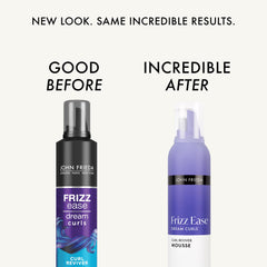 John Frieda label close-up highlighting ingredients and product benefits