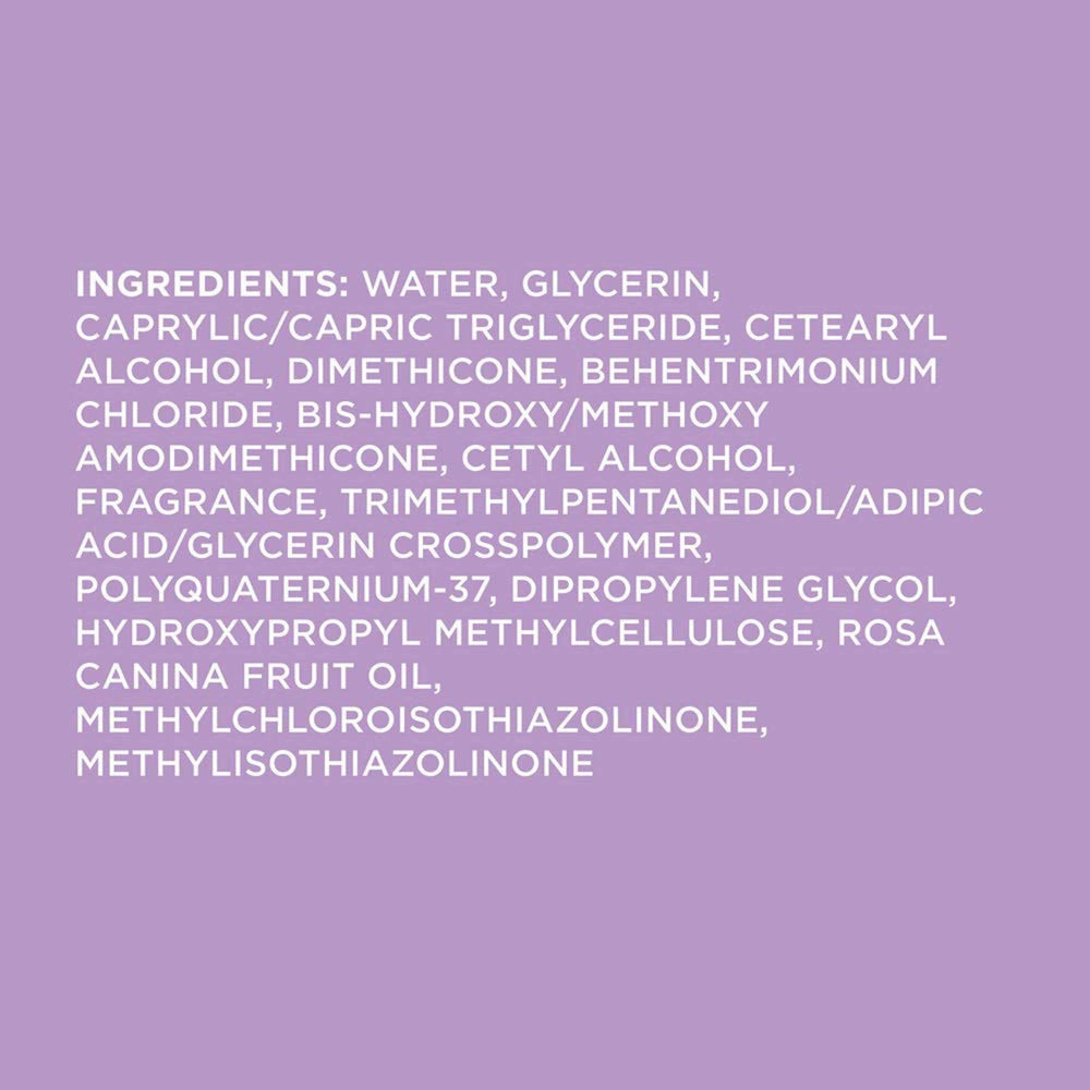 John Frieda ingredient label showing rosehip oil for nourishment benefit