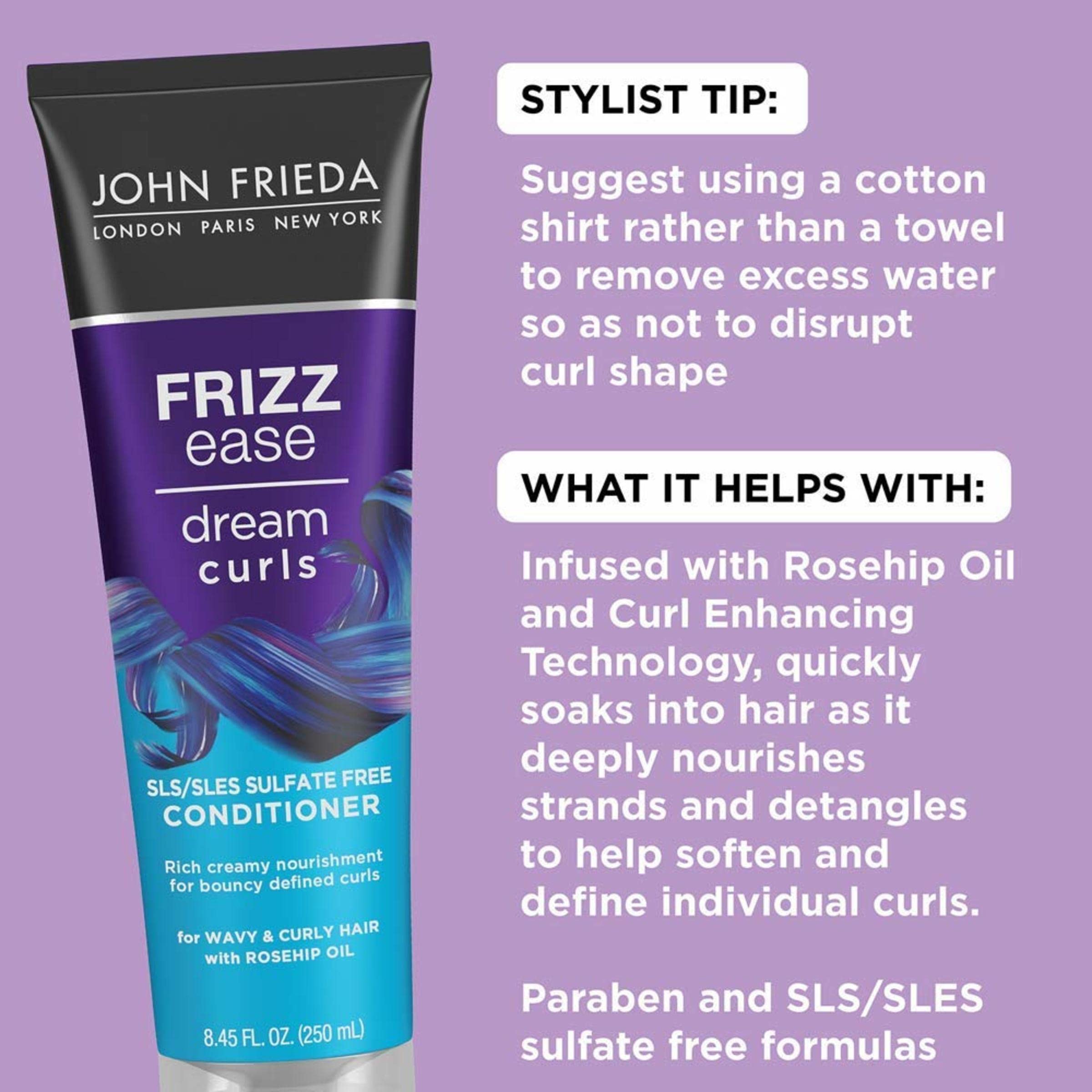 John Frieda creamy conditioner texture highlighting moisturization benefit