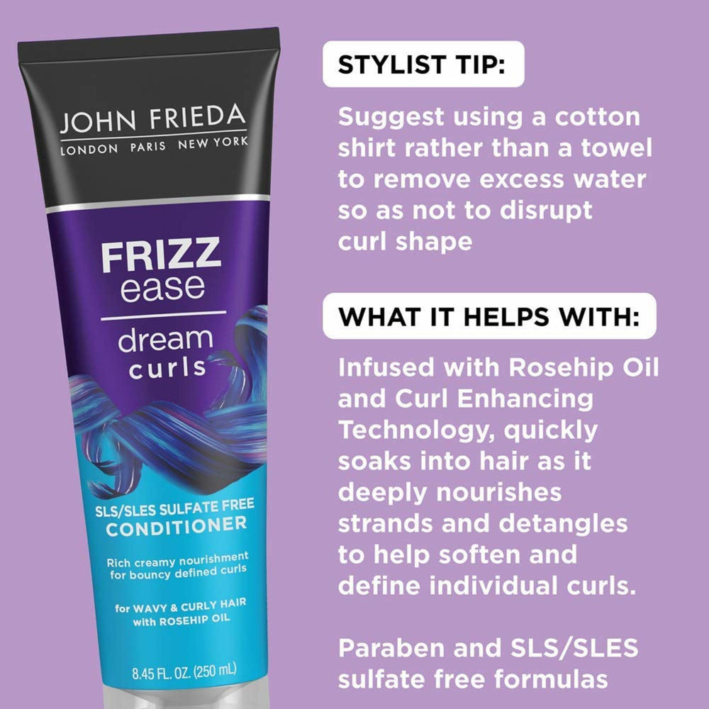 John Frieda creamy conditioner texture highlighting moisturization benefit