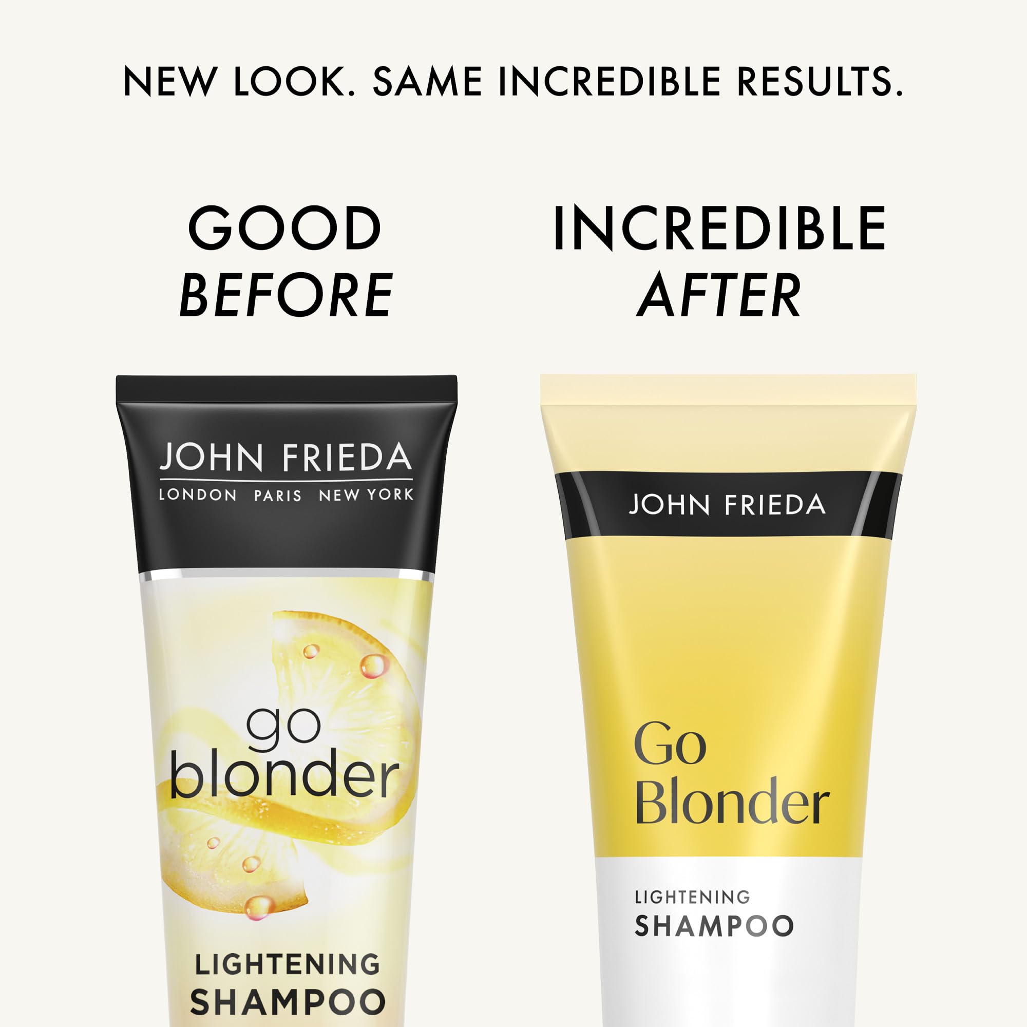 John Frieda back label and ingredients highlighting gentle formula benefit