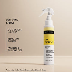John Frieda close-up of spray texture highlighting lightweight, non-greasy finish