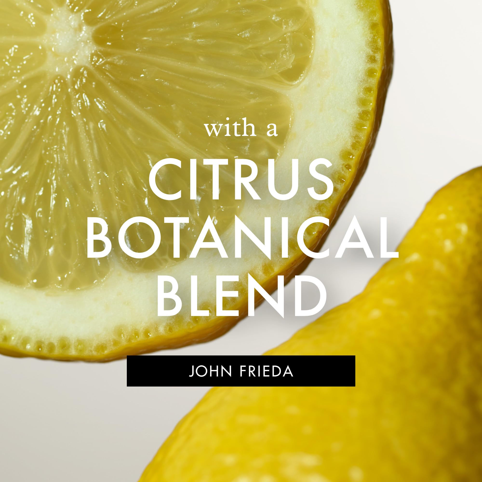John Frieda activated with flat iron showing heat-activated lightening advantage