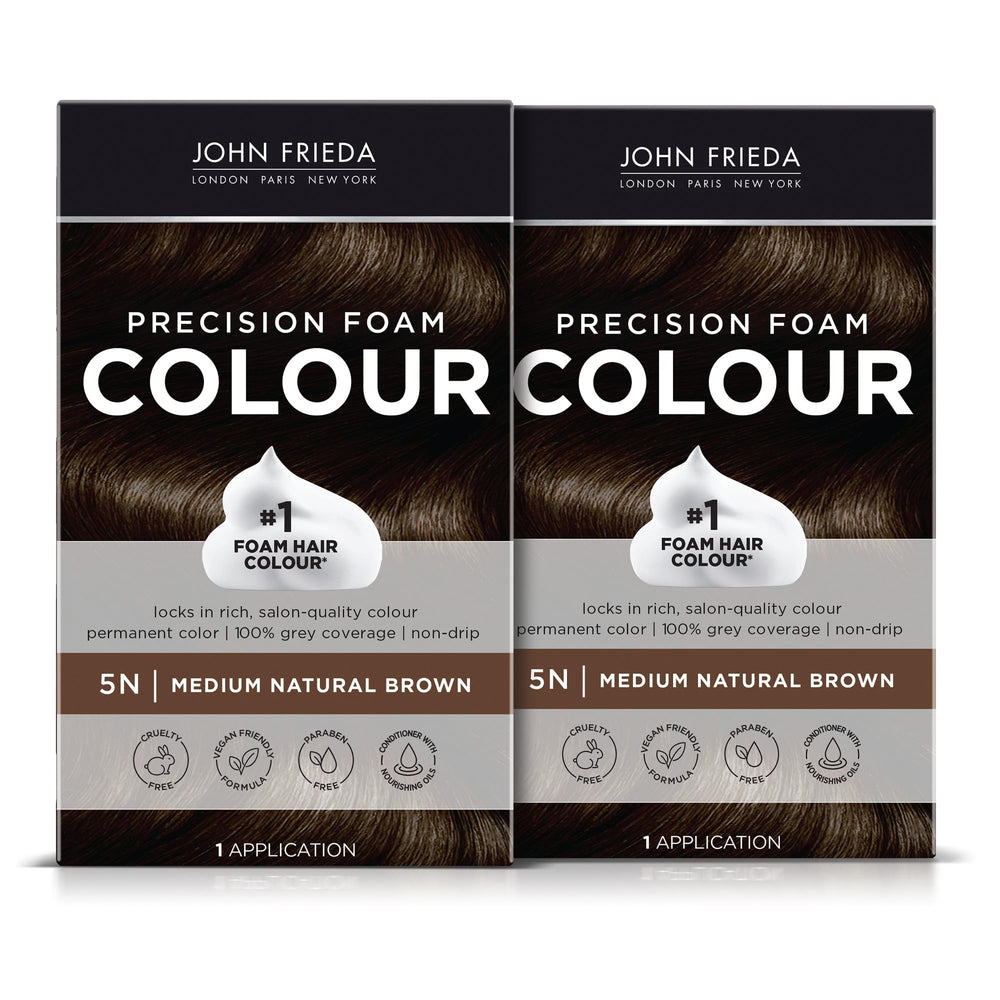 John Frieda front packaging showing color and kit benefits