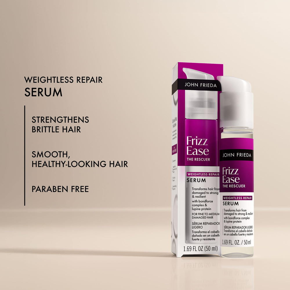 John Frieda serum texture on hand highlights lightweight finish