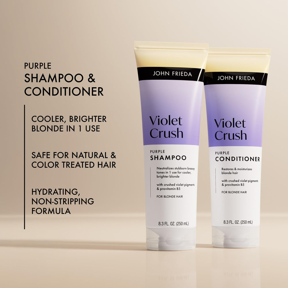 John Frieda violet foam lather demonstrating pigment-rich cleansing