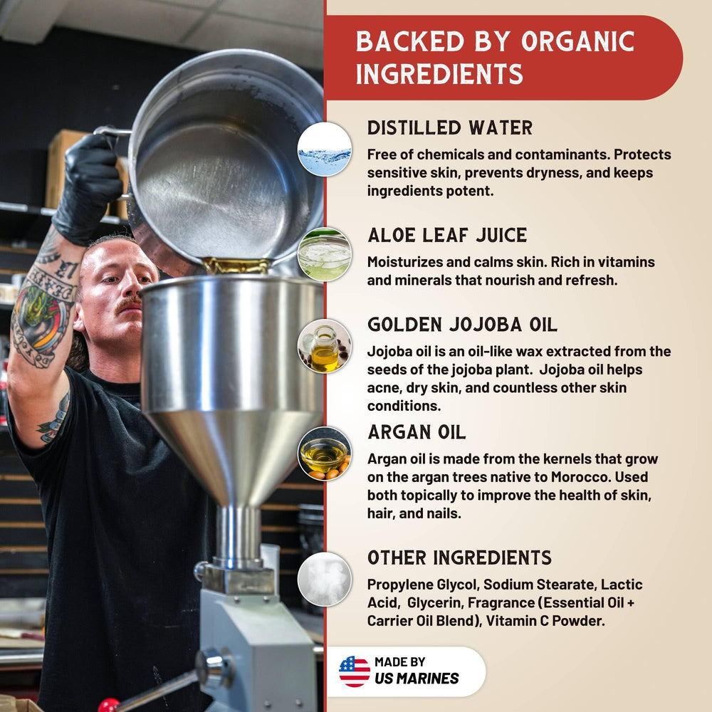 Johnny Slicks ingredient bottle close-up shows ethically sourced oils