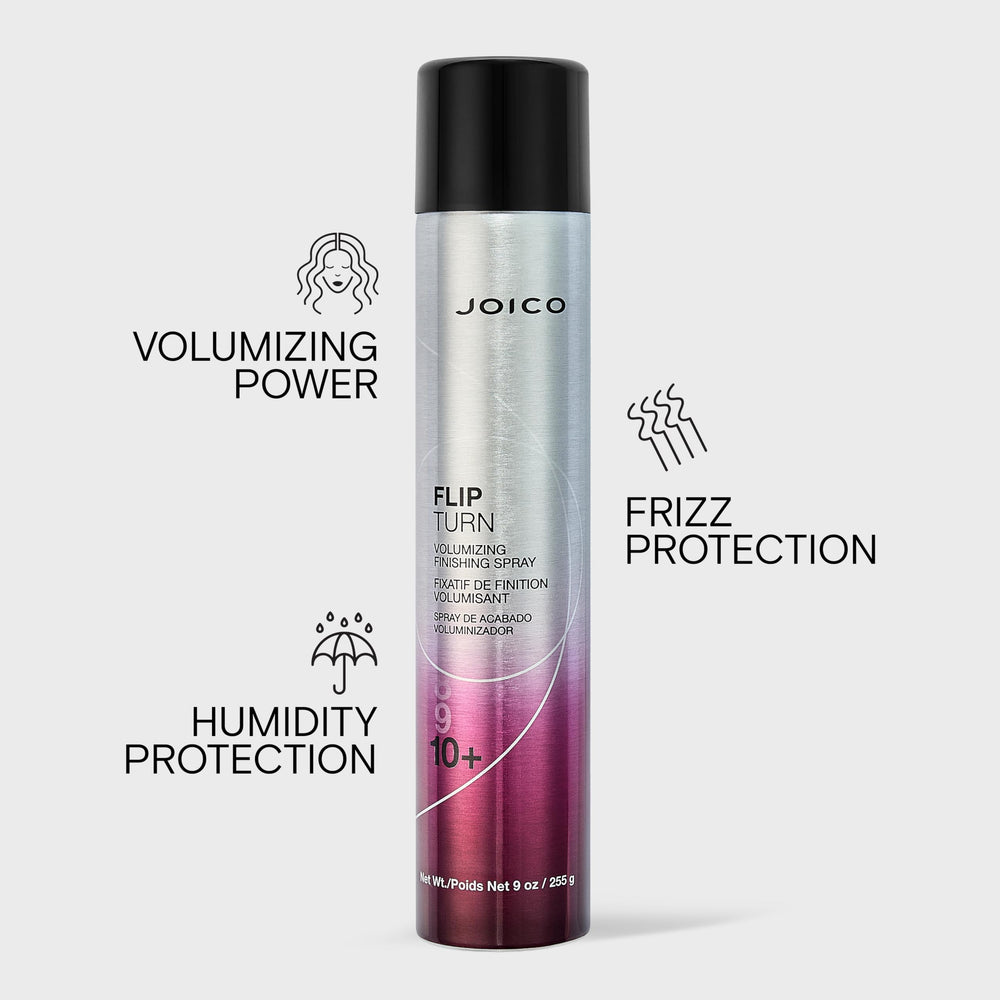 Joico fine mist spraying over hair demonstrating even coverage and non-clumping benefit
