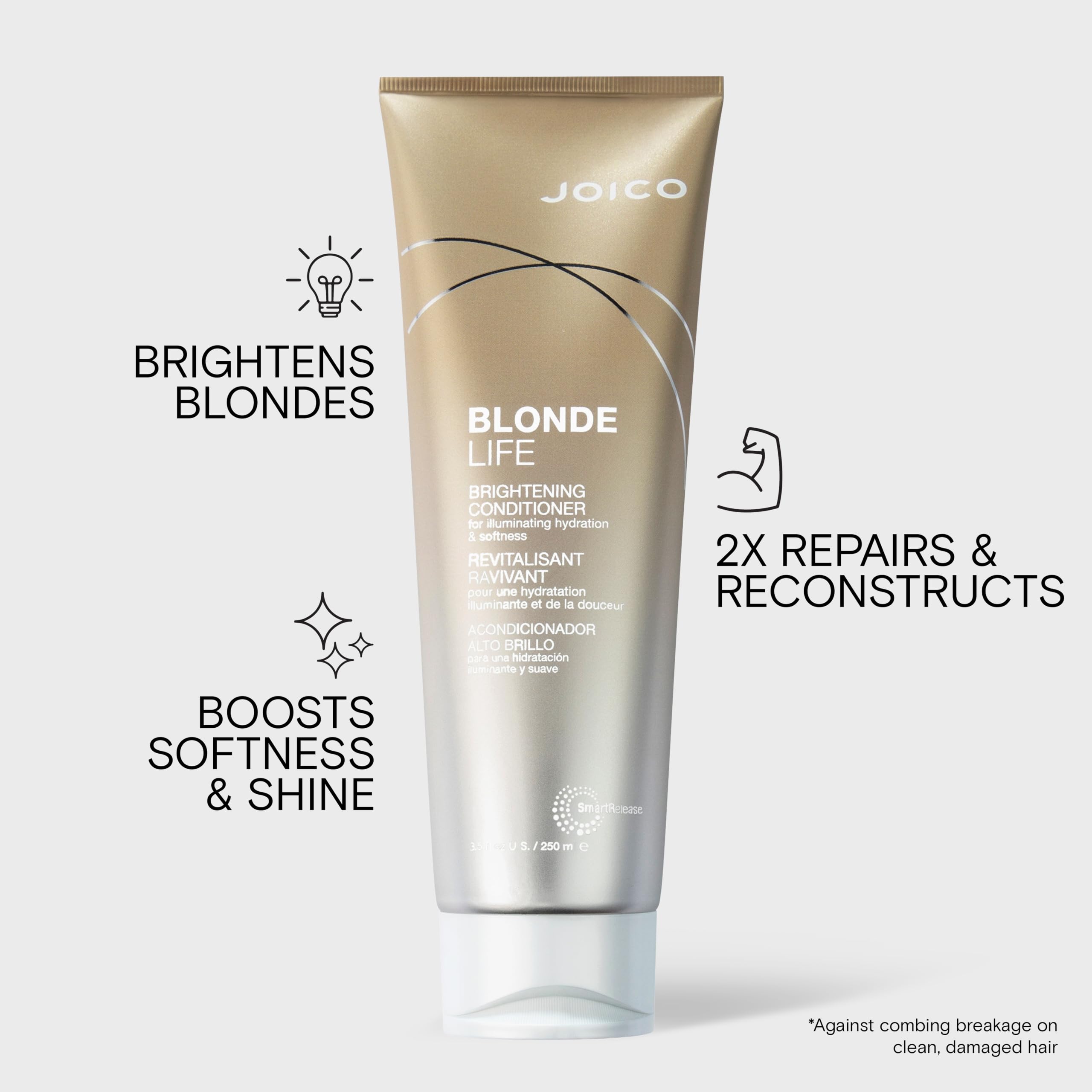 Joico creamy conditioner texture on hand showing lightweight hydration