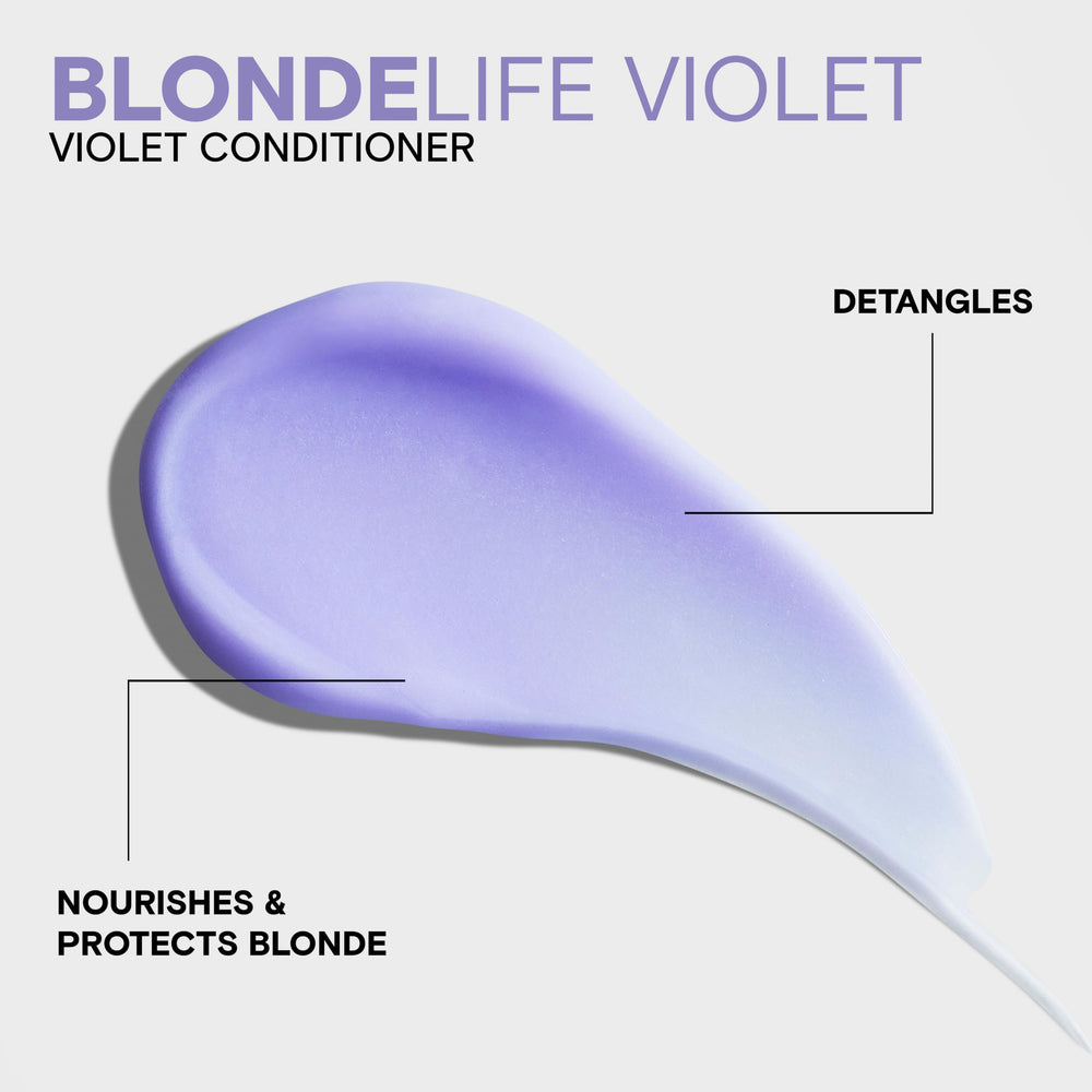 Joico conditioner applied to blonde hair showing visible neutralizing benefit