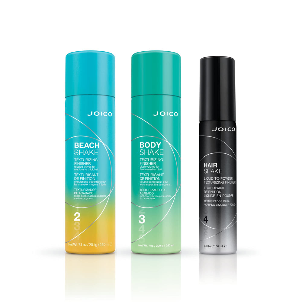 Joico Body Shake ingredients and label close-up showing protective and styling benefits