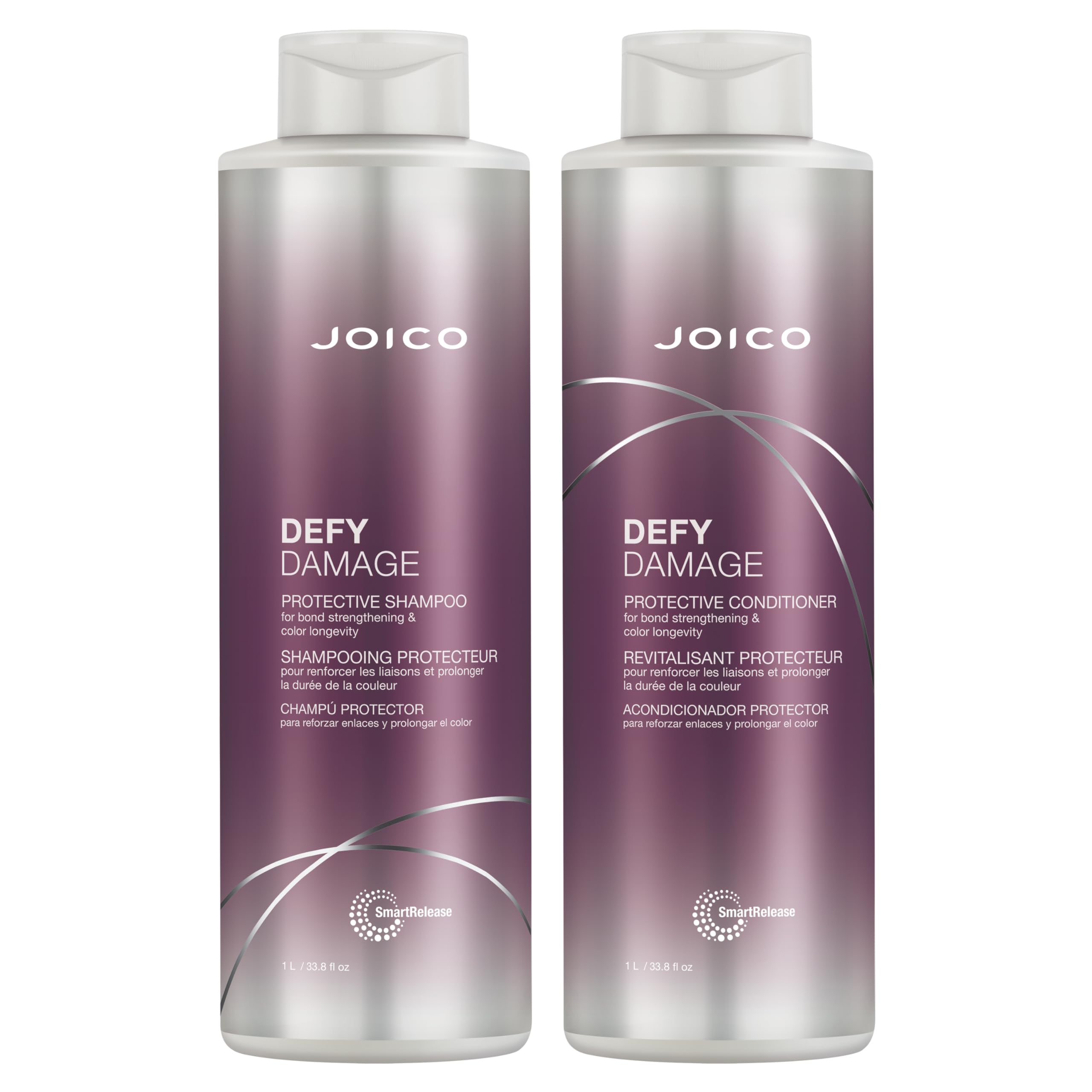 Joico front packaging showing large 33.8 oz bottles and professional design benefit
