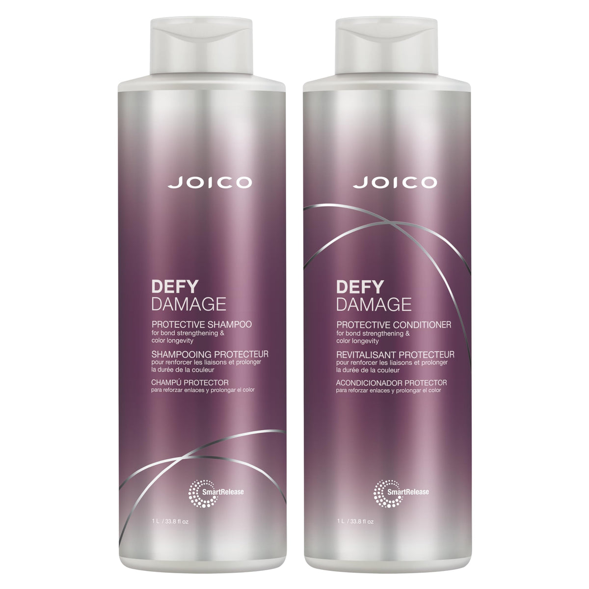Joico front packaging showing large 33.8 oz bottles and professional design benefit