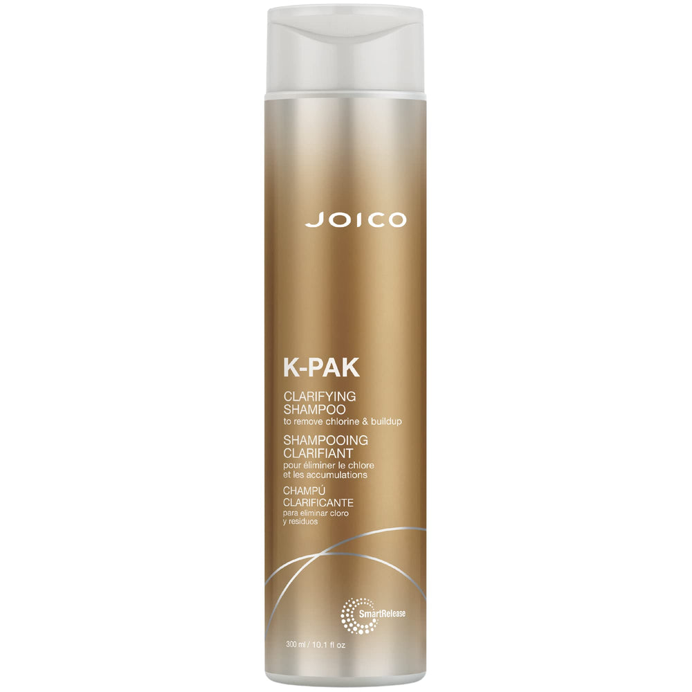 Joico K-PAK clarifying shampoo front bottle shows product identity and easy application benefit