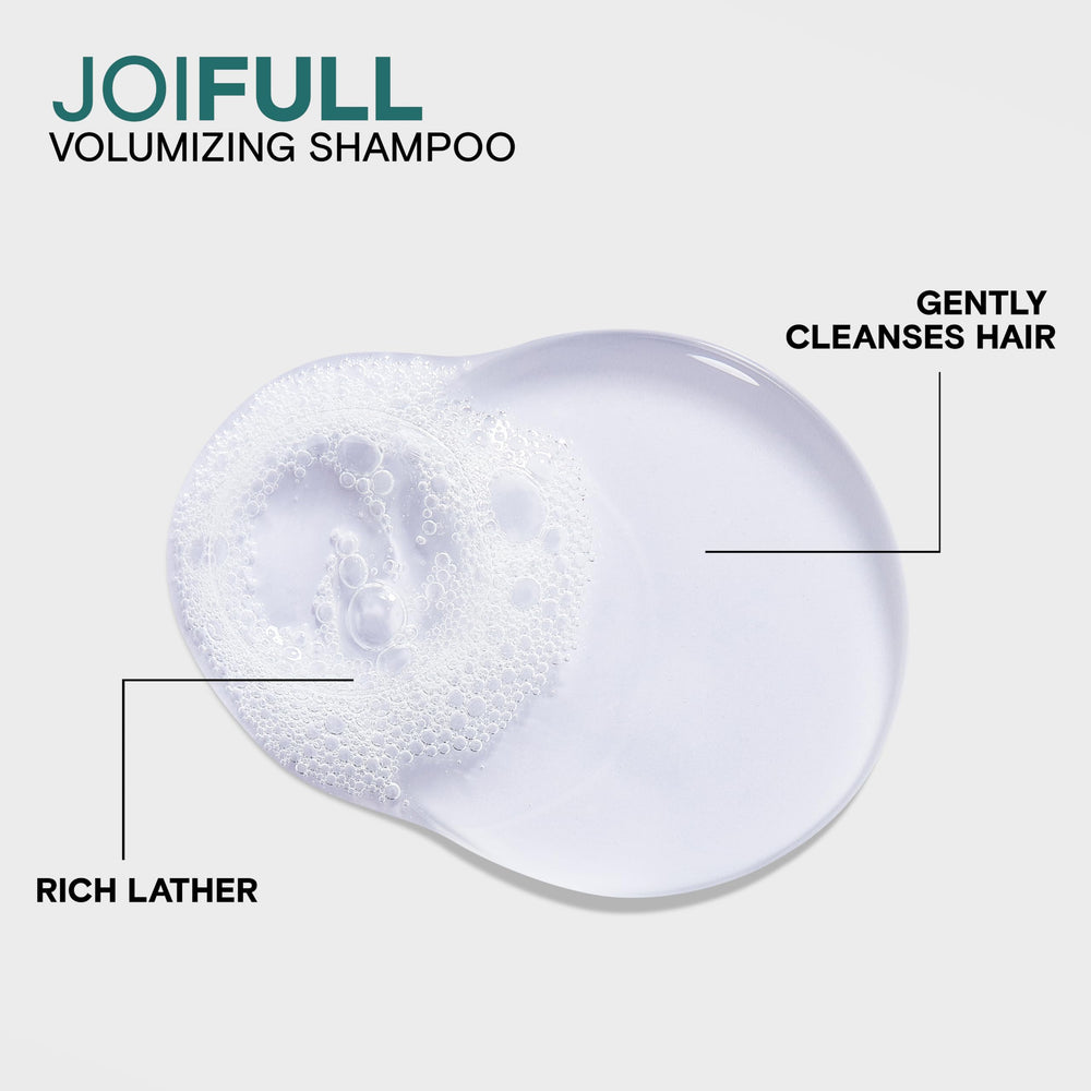 Joico shampoo pouring from bottle illustrating lightweight formula