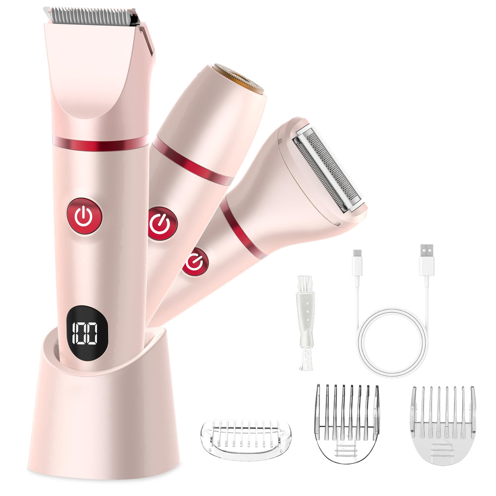 JOLALIA front view of pink trimmer showing controls and dock, easy handling