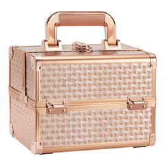 Joligrace front view of rose gold makeup case showing sleek finish and compact size