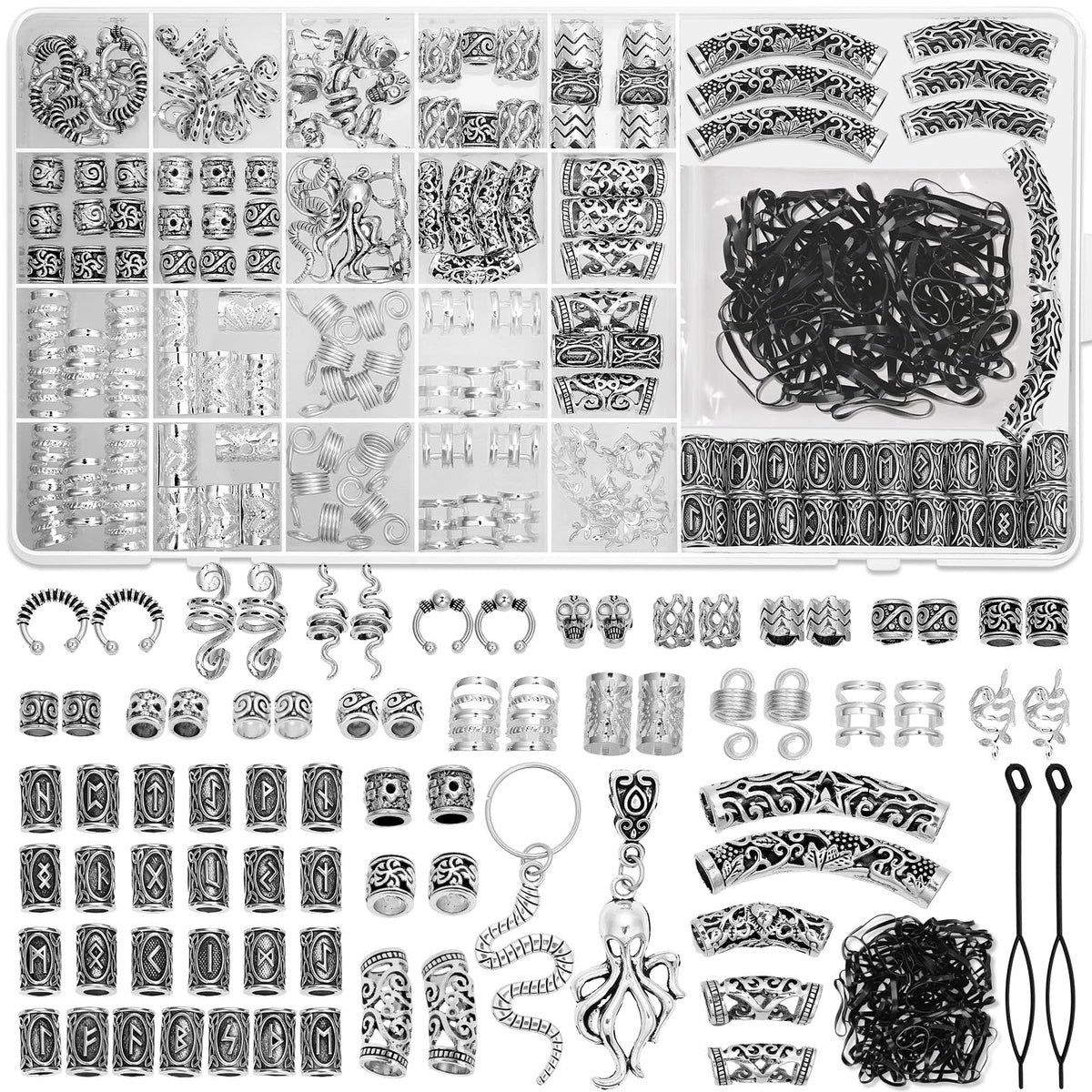 Jollidecor front packaging showing entire Viking bead set and storage box benefit organization