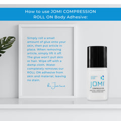 JOMI COMPRESSION bottle next to coin for scale to show portable travel convenience