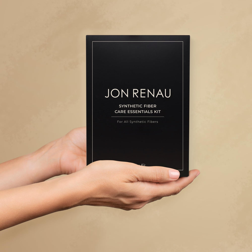 Jon Renau kit contents laid out for a complete fiber care routine
