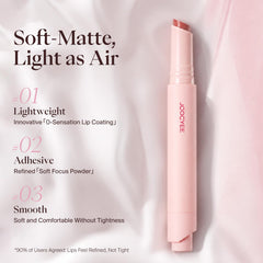 Joocyee texture swatch of Ballet Pink shows velvet matte finish and true color payoff