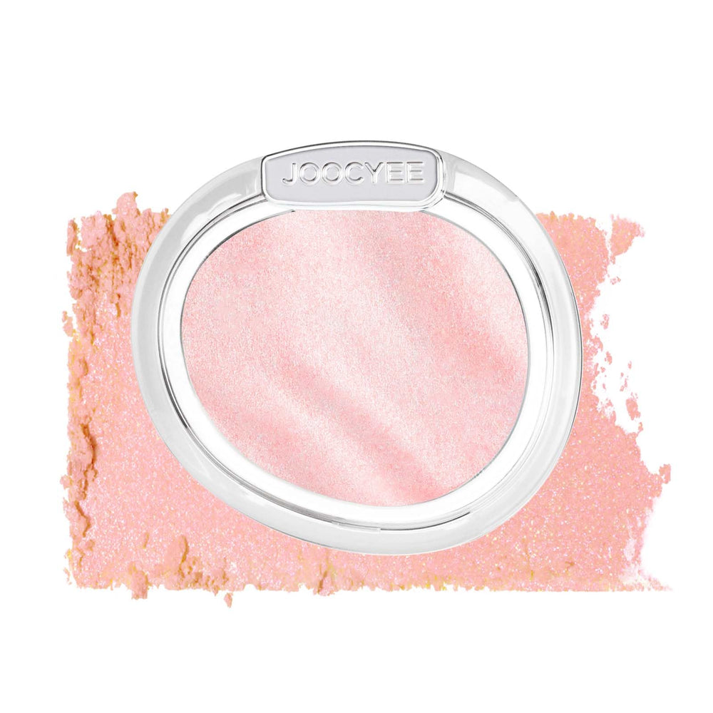 Joocyee compact front view showing Coral Glow blush for effortless radiance