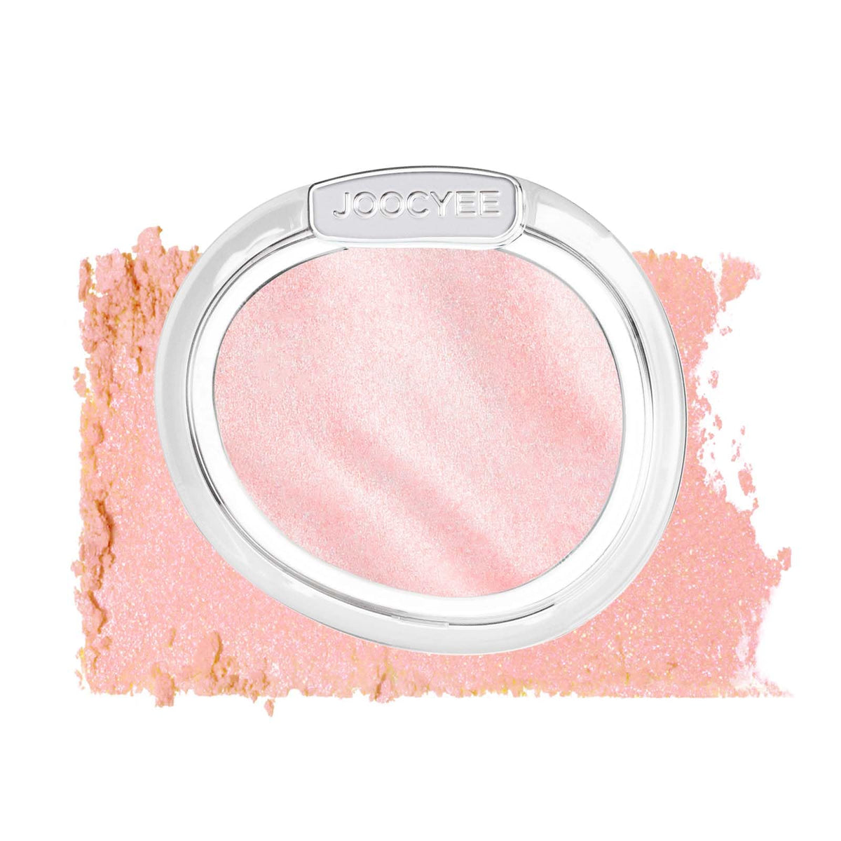 Joocyee compact front view showing Coral Glow blush for effortless radiance