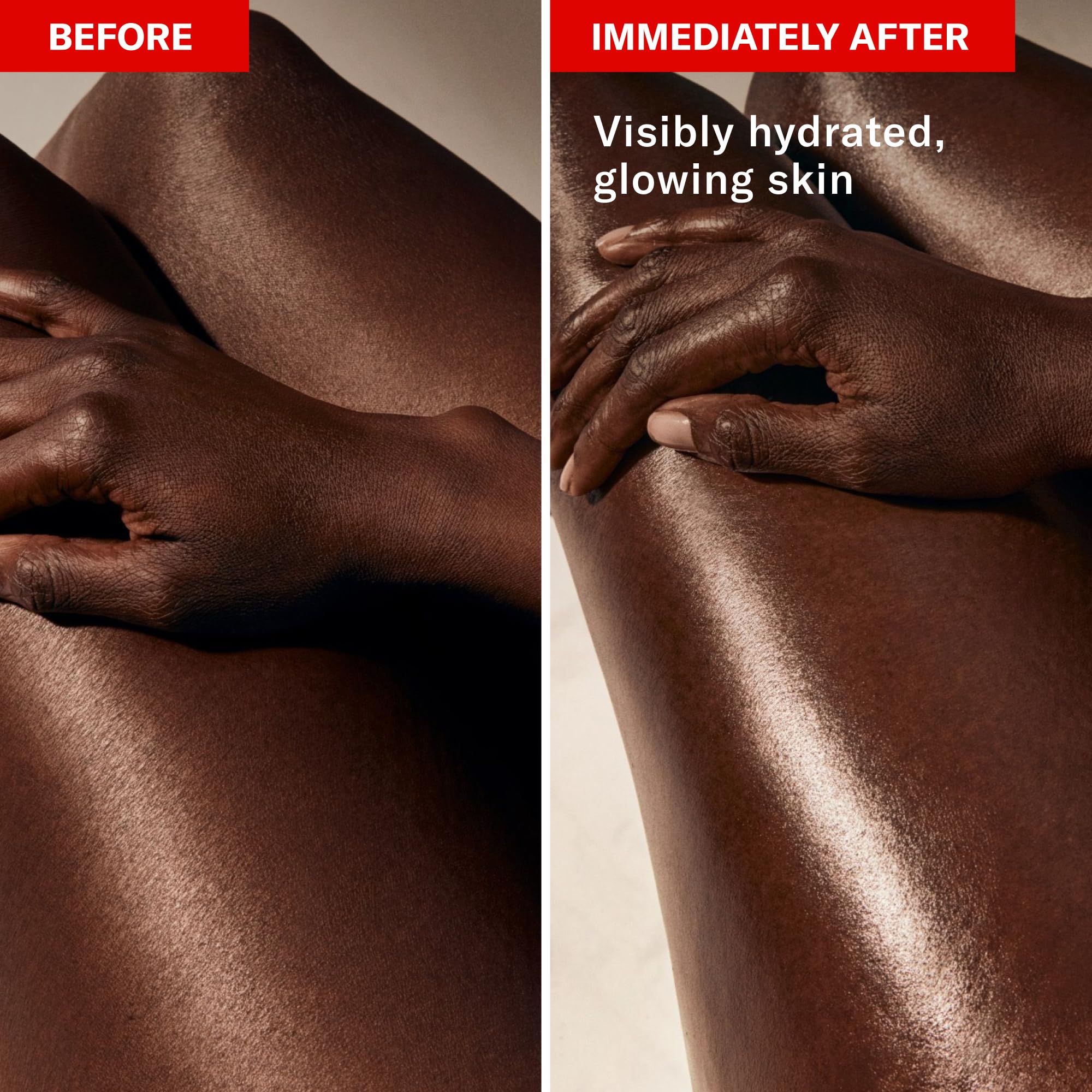 Josie Maran application swatch on arm demonstrating dewy finish and non-greasy benefit