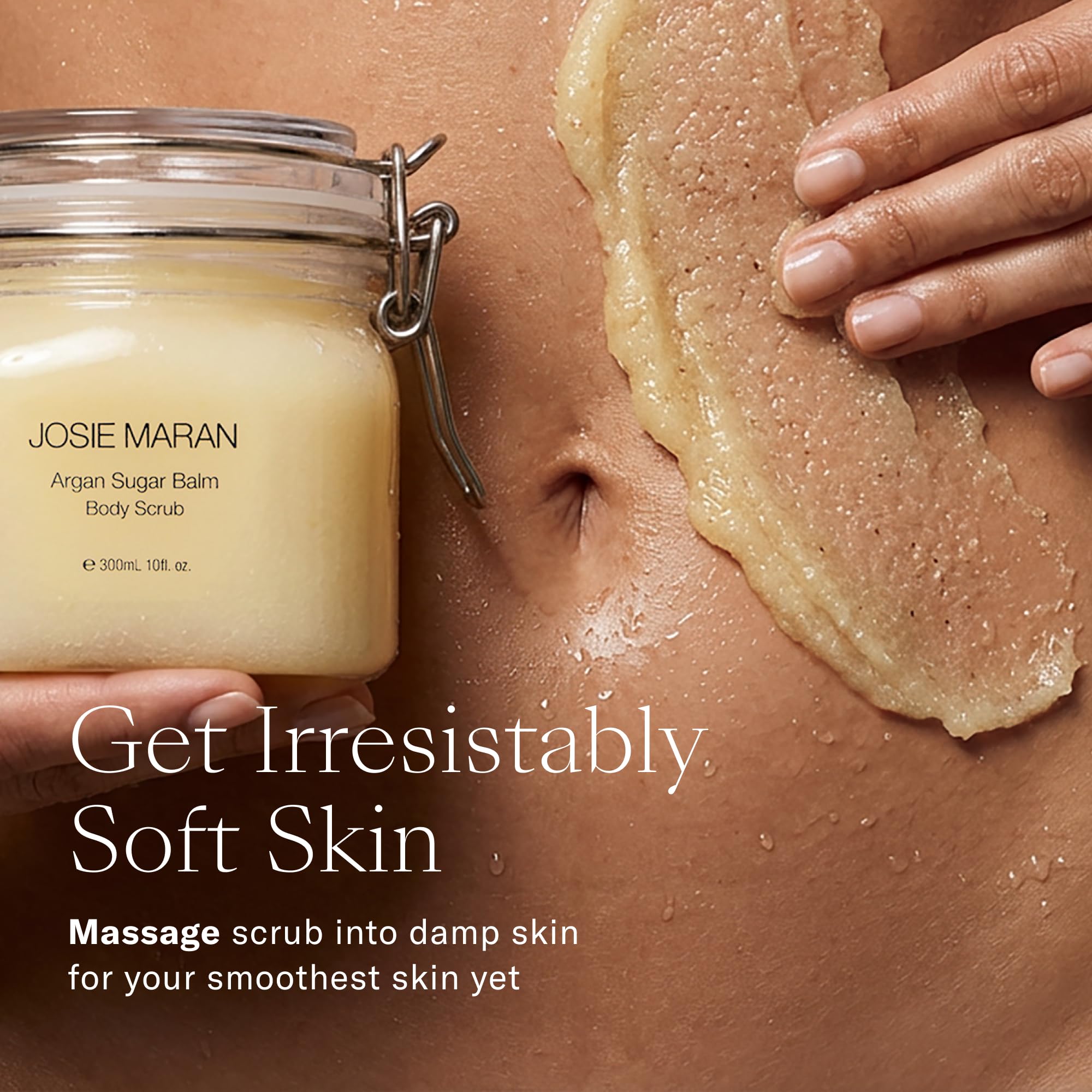 Josie Maran ingredients label highlighting argan oil coconut oil and shea butter