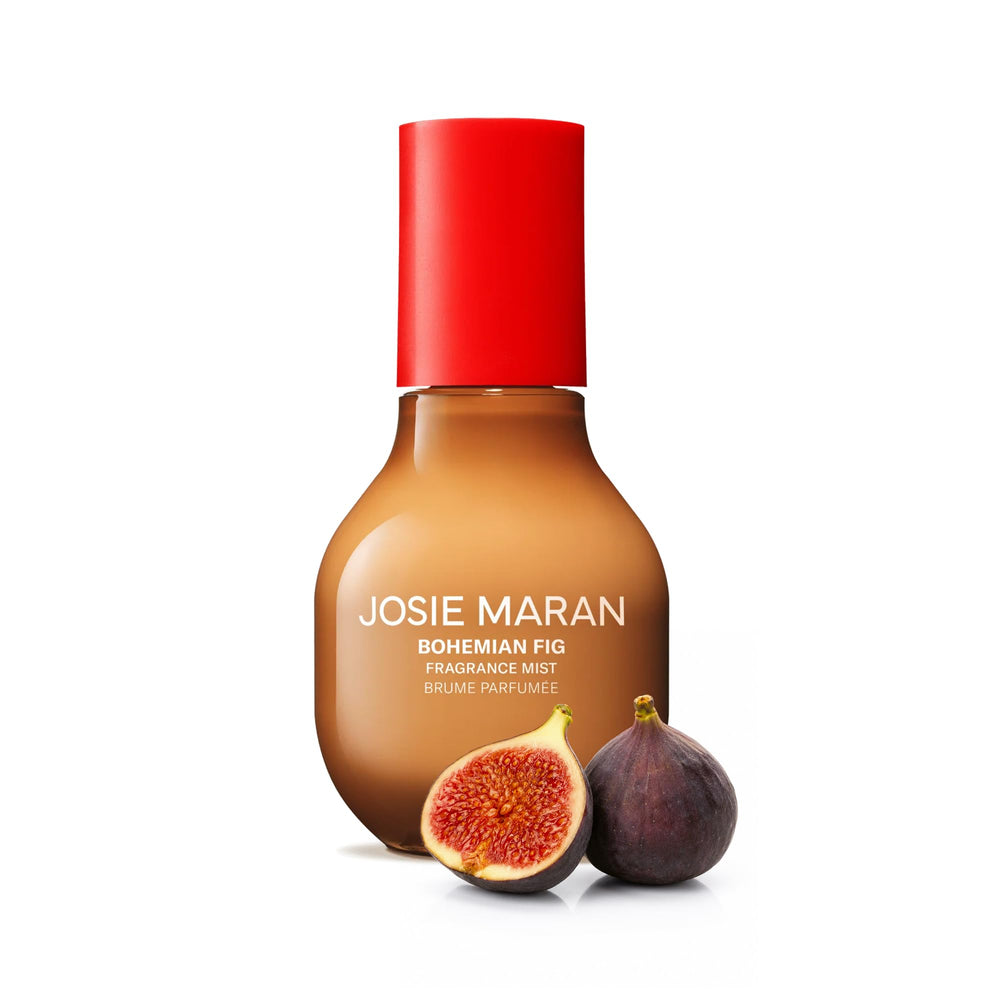 Josie Maran front bottle view showing fig scent and travel-friendly size